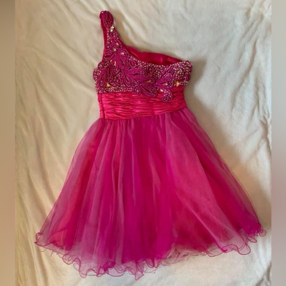 Blush Prom Style # 9279 Pink One Shoulder Cocktail Dress size 2 - Picture 6 of 12